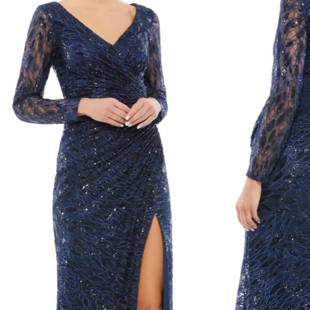 Beautiful navy sequin Macduggal gown